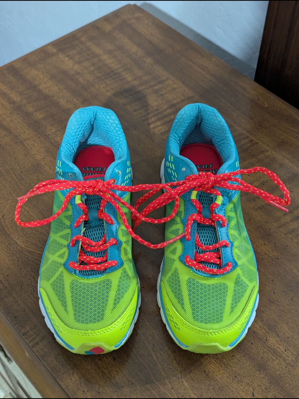 FILA Bright Green & Teal Athletic Sneakers with Red Laces